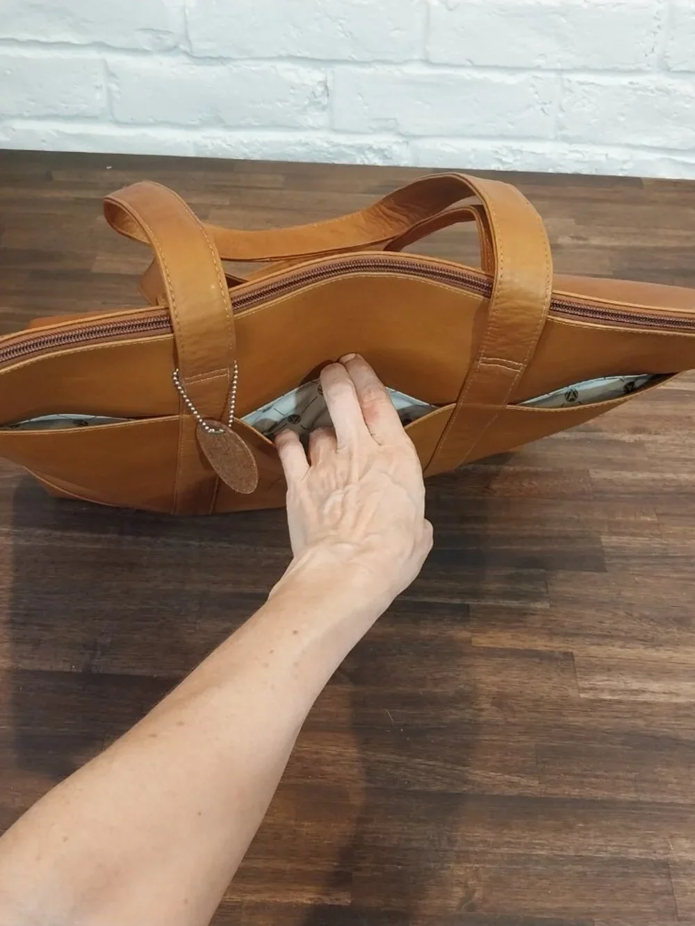 Genuine Leather Tote Bag Large Tan Shoulder Shopper Work Travel Purse Pockets